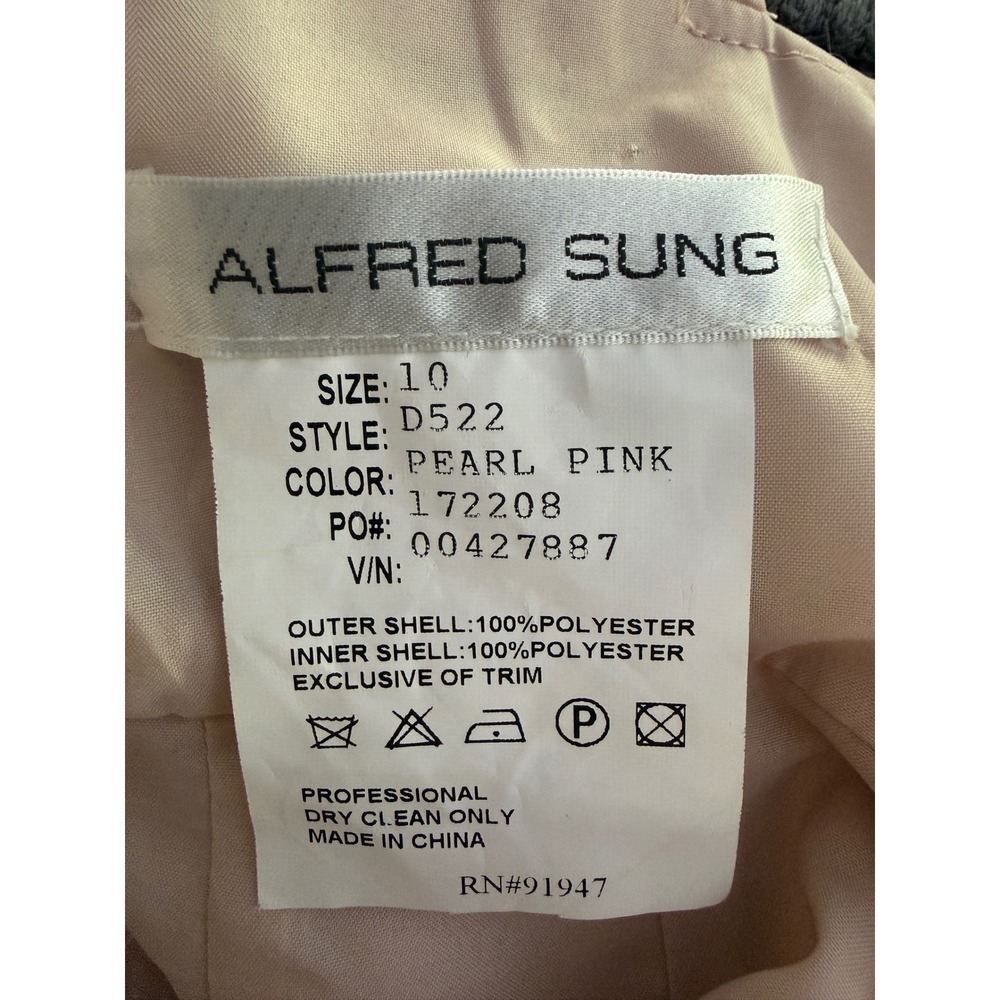 Alfred Sung Pearl Pink Bow Back Dupioni Cocktail Dress D522 Womens 10 event - Picture 6 of 10